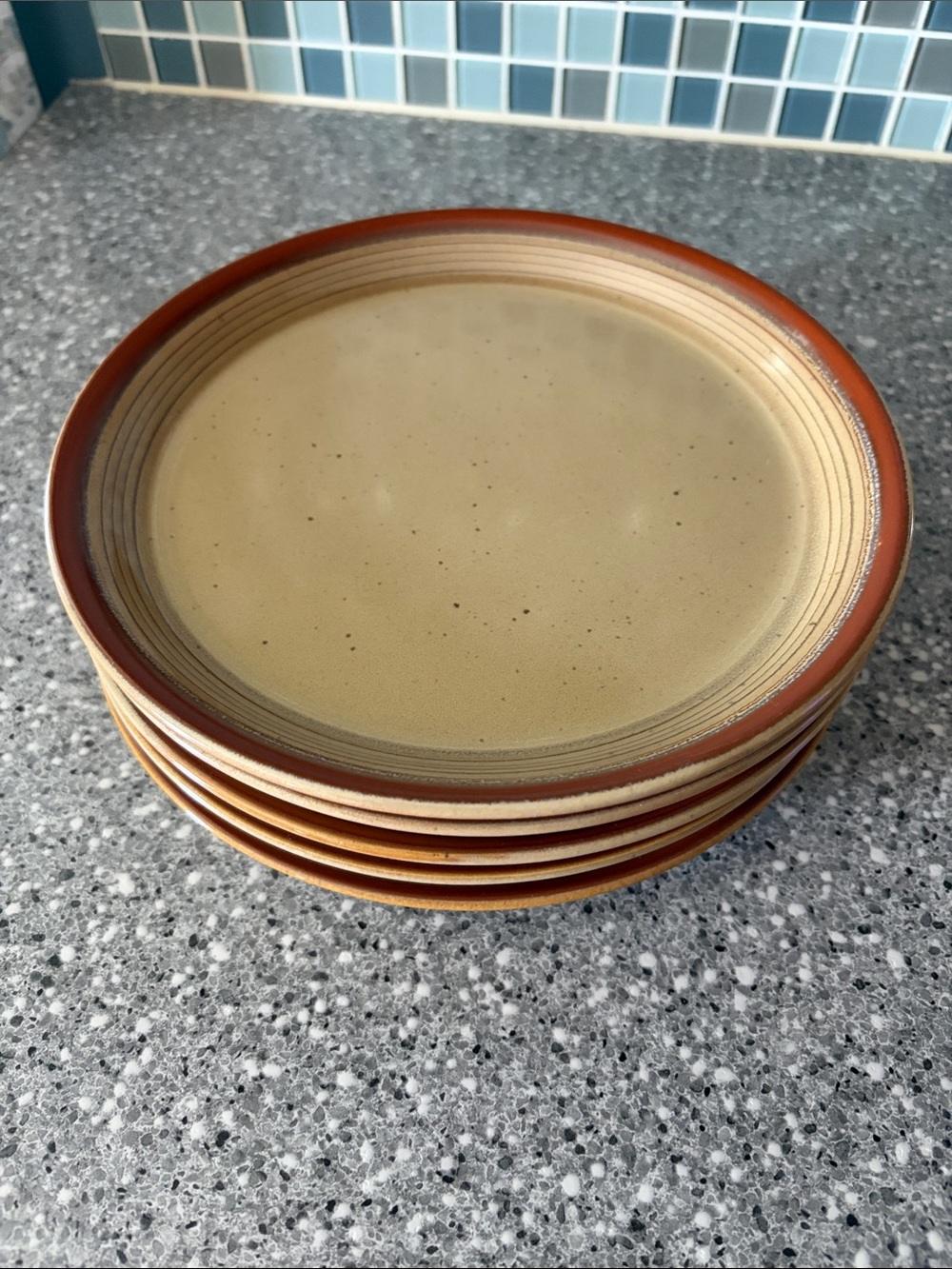 Mikasa Potters Art Stoneware Salad Plates- Country Cabin Pattern (Set of 5)